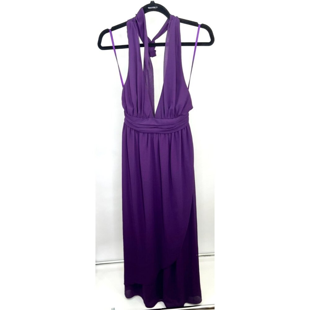 Lulus Deep Plunge Halter Neck Maxi Dress Purple Women's Size S